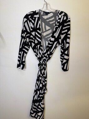 Banana Republic Black White Abstract Wrap Dress